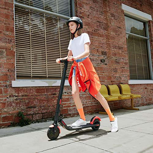 Segway Ninebot ES1L Electric Kick Scooter, Lightweight and Foldable, Upgraded Motor and Battery Pack, 8-inch Inner-Support Hollow Tires, Dark Grey & Orange