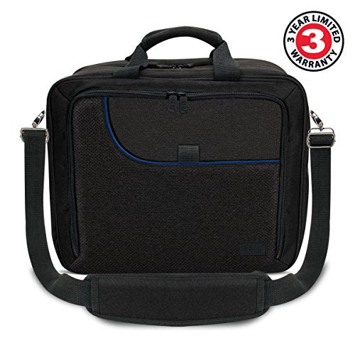 USA GEAR Console Carrying Case - PS4 Case Compatible with Playstation 4 Slim, PS4 Pro, and PS3 - Customizable Interior Stores PS4 Games, PS4 Controller, PS4 Headset, and More Gaming Accessories (Blue)