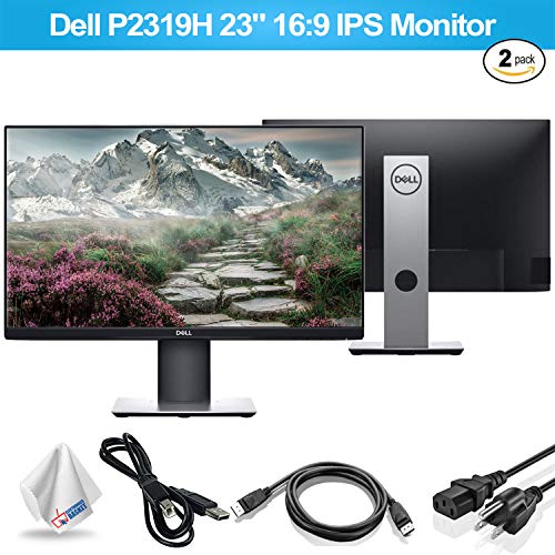 Dell P2319H 23" 16:9 IPS Monitor (P2319H) with Electronics Basket Microfiber Cleaning Cloth - 2 - Pack