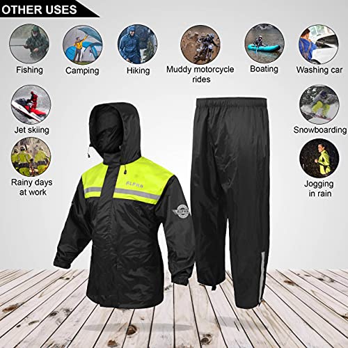 Alpha Cycle Gear Rain Suit for Men & Women Jackets Pant Gear Reflective Rainsuit Waterproof (GREEN, SMALL)