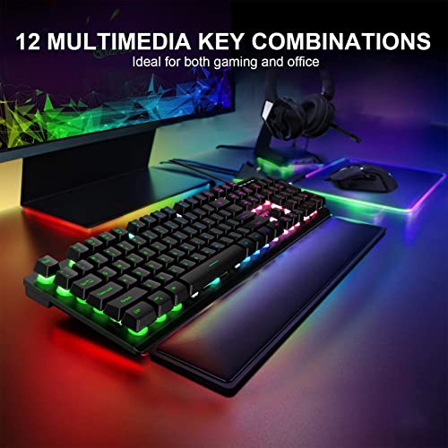 NPET K10 Gaming Keyboard and Keyboard Wrist Rest