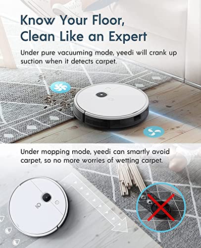 yeedi Vac Station Robot Vacuum and Mop, Self-Emptying 3 in 1, 30 Days Auto Empty, 3000Pa Suction, Carpet Detect, Smart Mapping, Editable Map, Clean Schedule, Virtual Boundary, 200mins Runtime