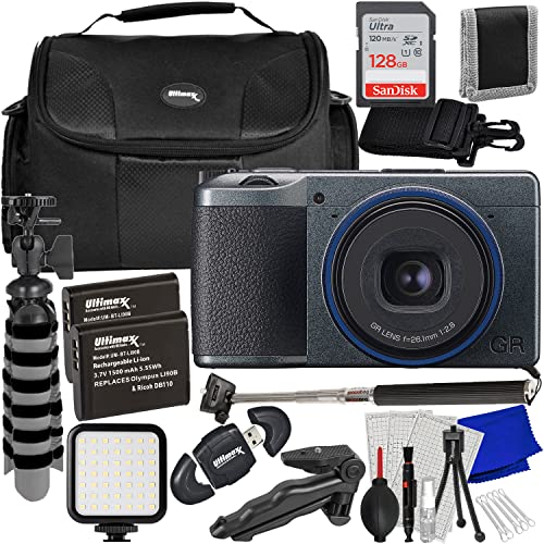 Ultimaxx Advanced Bundle + Ricoh GR IIIx Urban Edition Digital Camera + SanDisk 128GB Ultra SDXC Memory Card, 2X Replacement Batteries, LED Light Kit with Mounting Bracket & Much More (22pc Bundle)