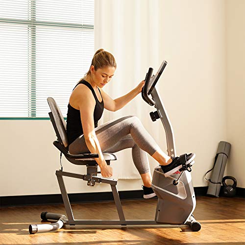 Sunny Health & Fitness Magnetic Recumbent Exercise Bike with Easy Adjustable Seat, Device Holder, RPM and Pulse Rate Monitoring | SF-RB4806