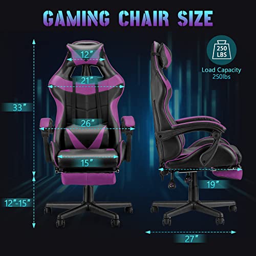 Bunny Pink Gaming Chair and Massage Purple Gaming Chair Bundle