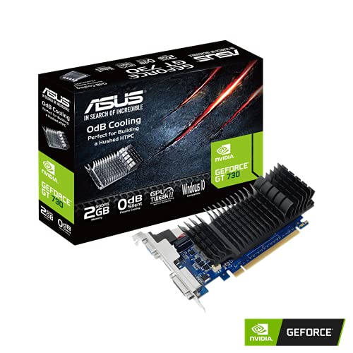 ASUS GeForce GT 730 2GB GDDR5 Low Profile Graphics Card for Silent HTPC Builds (with I/O Port Brackets)