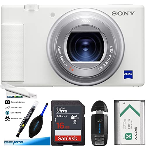 Sony ZV-1 Digital Camera (White) + Expo 16GB Basic Accessories Bundle