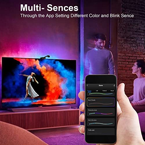 TV LED Backlight with Camera, Dosilkc 1080P WiFi Camera Screen Sync Controller with Phone App, RGBIC LED Lights for TV with Video, Music Rhythm, Scene Mode, 16.4ft Led Strip Lights for 55-70 inch TVs