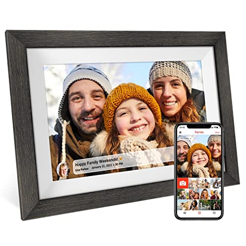 10.1 Inch Digital Picture Frame WiFi,Puupll IPS HD Digital Photo Frame, Touch Screen Electronic Picture Video Auto Display Albums Frameo App,Parents Gift