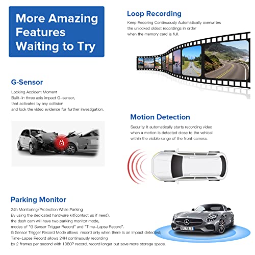 4K Dash Cam Front and Rear, Dual Dash Cam Built-in WiFi GPS Front 4K/2.5K Rear 1080P Dash Camera Car Dashboard Camera Recorder, Sony Sensor, Supercapacitor , Included 32GB Card, Support 256GB Max