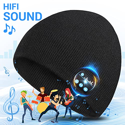 Stocking Stuffers for Men Women Bluetooth Beanie Hat with Headphones, Christmas Tech Gifts for Teen Boys Girls Teenagers Boyfriend Brother, Birthday Presents Unique Gift Idea for Men Dad Husband Him