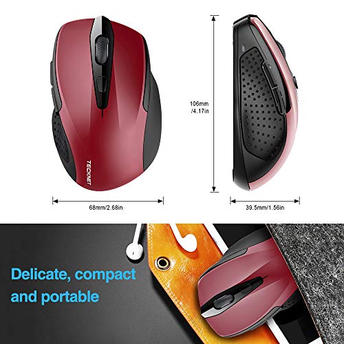 Wireless Mouse, TECKNET Pro 2.4G Ergonomic Wireless Optical Mouse with USB Nano Receiver for Laptop,PC,Computer,Chromebook,Notebook,6 Buttons,24 Months Battery Life, 2600 DPI, 5 Adjustment Levels