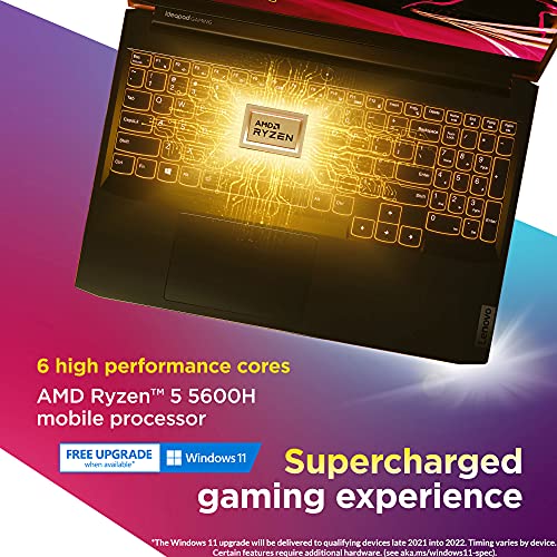 Lenovo IdeaPad Gaming 3 15 Laptop, 15.6" FHD Display, AMD Ryzen 5 5600H, NVIDIA GeForce GTX 1650, 8GB RAM, 256GB Storage, Windows 10H