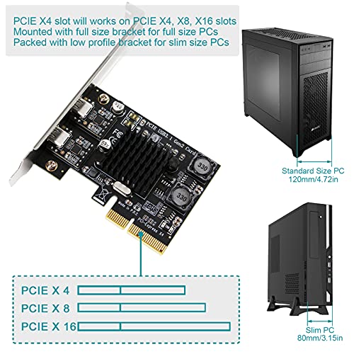 FebSmart 2X 10Gbps Max Speed USB-C Ports PCIE USB 3.1 Gen 2 Expansion Card for Windows, MAC OS and Linux Systems-Build in FebSmart Self-Powered Technology, No Need Additional Power Supply (FS-C2-Pro)