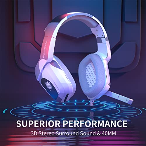 Gaming Headset for PS4, Xbox One, PC, Laptop, Mac, Nintendo Switch, PHOINIKAS 3.5MM PS4 Headset with Mic, Over Ear Headset, Noise-Cancelling Headset, Bass Surround, LED Light, Comfort Earmuff - Camo