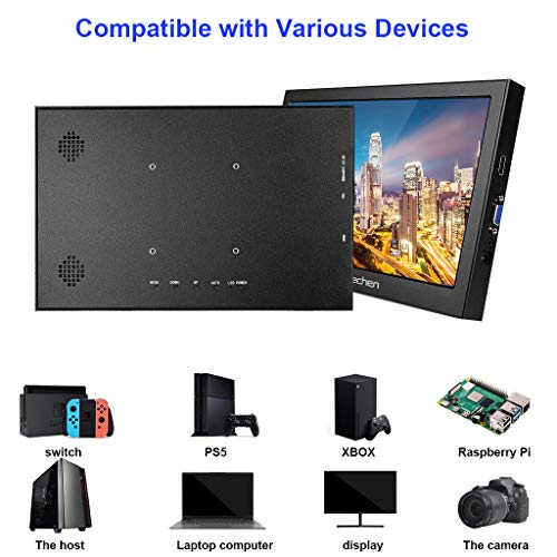 11.6 inch Portable Monitor, 1366X768 External Screen for Computer Small Monitor for Laptop PS3 PS4 Raspberry Pi 3 2 1 Windows 7 8 10 System Home Office,Build in Speaker,60hz,Prechen