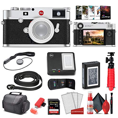 Leica M10 - R Digital Rangefinder Camera (Silver Chrome) (20003) + 64GB Extreme Pro Card + Corel Photo Software + Card Reader + Case + Cleaning Set + Flex Tripod + Cap Keeper - Starter Bundle