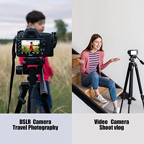 YoTilon Camera Tripod for All Cameras, 73'' Lightweight Aluminum Video Tripod for Camera, Max Load 22lbs,Monopod tripod for Travel with 3-Way 360° Fluid Head Compatible with Canon/Nikon/Sony Cameras
