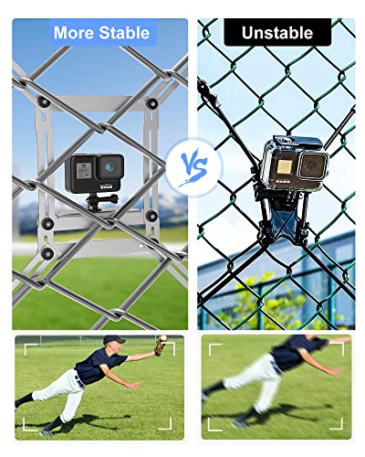 Meromore Gopro Fence Mount - Aluminum iPhone Fence Mount - Action Camera Fence Mount Compatible with GoPro, Phones, Digital Camera, Ideal Camera Fence Clip for Recording Baseball, Softball, Football