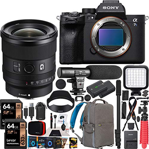 Sony a7S III Full Frame Mirrorless Camera Body with Sony FE 20mm F1.8 G Full-Frame Lens SEL20F18G ILCE-7SM3/B Bundle with Deco Gear Photography Backpack Case, Software and Accessories