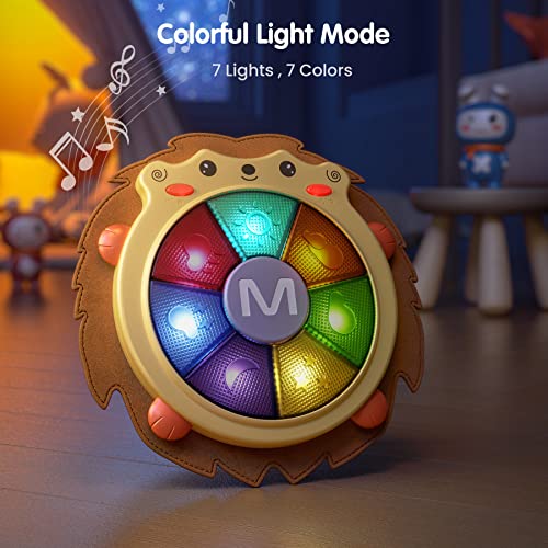 TUMAMA Hedgehog Plush Light Musical Drum Piano Toddler Toys Electronic Music Sound Instruments Baby Toy Light up Game Baby Sleep Soother Toy Gifts for Boy Girls Kids 2 3 Years