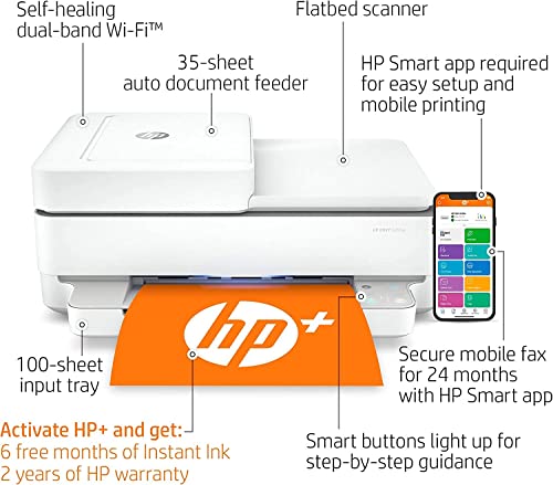 HP Envy Wireless Color All-in-One Printer, Automatic 2-Sided Printing, Auto Document Feeder, Print Scan Copy Fax, 135 Sheets,1200 x 1200 dpi, 256 MB - JAWFOAL
