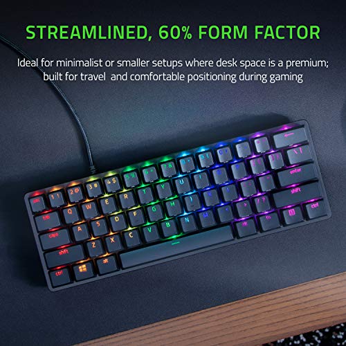 Razer Huntsman Mini 60% Gaming Keyboard: Fast Keyboard Switches - Linear Optical Switches - Chroma RGB Lighting - PBT Keycaps - Onboard Memory - Classic Black