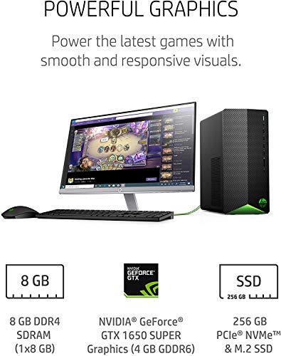 2021 Newest HP Pavilion Gaming Desktop Computer, AMD 6-Core Ryzen 5 3500 Processor(Beat i5-9400, Upto 4.1GHz), GeForce GTX 1650 Super 4 GB, 8GB RAM, 256GB PCIe NVMe SSD,Mouse and Keyboard, Win 10 Home