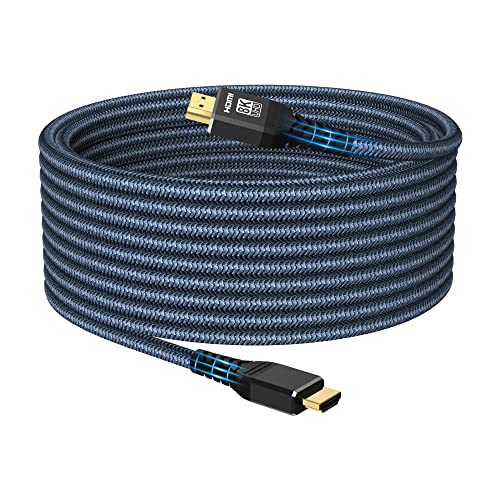 8K HDMI 2.1 Cable 30Feet/9.1m, Heavy Duty Cord 30FT, 8K@60hz, 4K@120hz, 2K@240hz, 48Gbps Ultra High Speed, Ecjtu Oxygen Free Pure Copper Cable