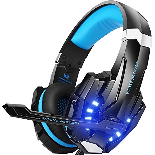 BENGOO G9000 Gaming Headset Professional 3.5mm PC LED Light Game Bass Headphones Stereo Noise Isolation Over-ear Headset Headband with Mic Microphone For PS4 Laptop Computer and Smart Phone