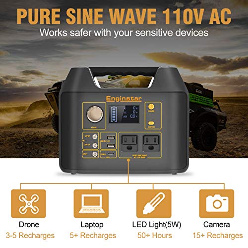 EnginStar Portable Power Station, 300W 298Wh Power Bank with 110V Pure Sine Wave AC Outlet for Outdoors Camping Travel Hunting and Emergency, 80000mAh Backup Battery Power Supply for CPAP Machine