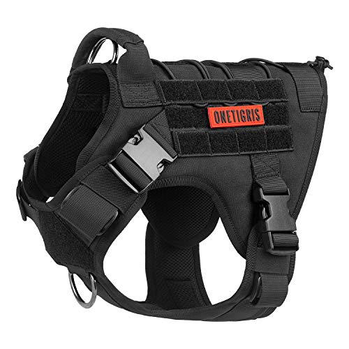 Tactical Dog Harness, Full Body Dog Harness with Handle Heavy Duty Dog Vest for Hiking Training Outdoor Dogs(Black, Medium)