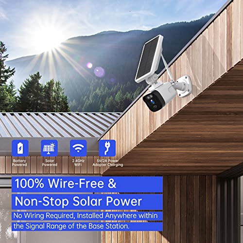 [3MP Night Vision+Motion Detection] Wireless Solar Security Camera System for Home Outdoor (4 Cameras with Base Station), 2-Way Audio, APP Remote, IP65 Waterproof, SD/Cloud Storage