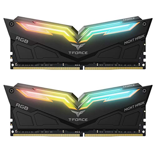 TEAMGROUP T-Force Night Hawk RGB 3600MHz 16GB Kit (2x8GB) CL18 DDR4 SDRAM (PC4-28800) Desktop Memory Module ram TF14D416G3600HC18JDC01 - Black