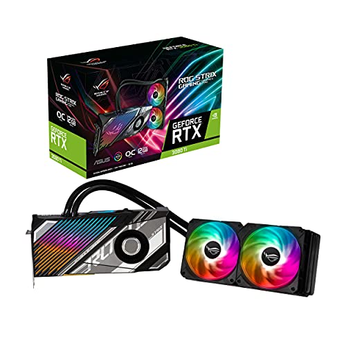 ASUS ROG Strix LC NVIDIA GeForce RTX 3080 Ti OC Edition Gaming Graphics Card (PCIe 4.0, 12GB GDDR6X, HDMI 2.1, DisplayPort 1.4a, Full-Coverage Cold Plate, 240mm Radiator, 600mm tubing, GPU Tweak II)