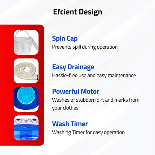 DENSORS Portable Single Tub Washer - The Laundry Alternative - Washing Capacity Less Than 1.2Kg - Portable Clothes Washer For Small Clothes Like Socks, Undergarments Etc - Travel Washing Machine