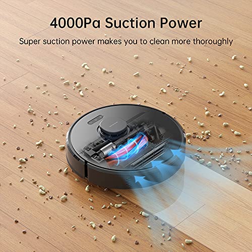 Dreametech D9 Pro Robot Vacuum and Mop Cleaner, Lidar Navigation Robot Vacuum Sweep and Mop 2-in-1, 4000Pa Strong Suction Power, 150min Runtime, Smart Mapping with Moisture-Proof pad