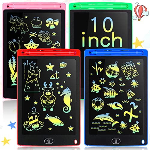 4 Pieces 10 Inch LCD Writing Tablet Doodle Board Electronic Toy Colorful Screen Doodle Drawing Pad for Kids Erasable Reusable Drawing Tablets Educational Learning Toy for Boys Girls