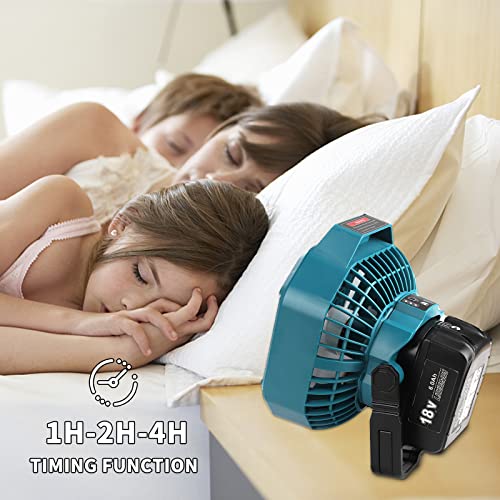 Cordless Fan with Remote for Makita 18v Battery ,Camping Fan with 3 Energy Efficient Speed Settings and Dimmable Led Light (TOOL ONLY)