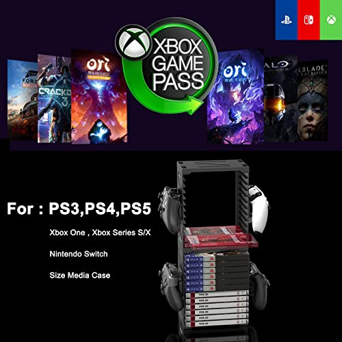 Game Storage Tower Universal Video Game Storage for 24 Games Storage Stand Compatible with PS5 PS4 Xbox Nintendo Switch Games Gamer Gifts