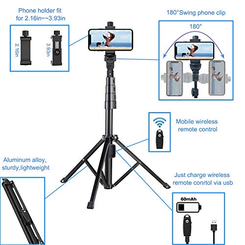 64 inch Extendable Digital Camera Accessories kit Phone Tripod Camera Tripod Wireless Remote Shutter Compatible with iPhone 13 12 11 pro Xs Max Xr,Android/Camera