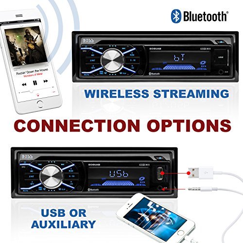 BOSS Audio Systems 508UAB Car Audio Stereo System - Single Din, Bluetooth Audio and Calling Head Unit, Aux-in, USB, Mechless, Built-in Microphone, CD Player, AM/FM Radio Receiver, Hook Up To Amplifier