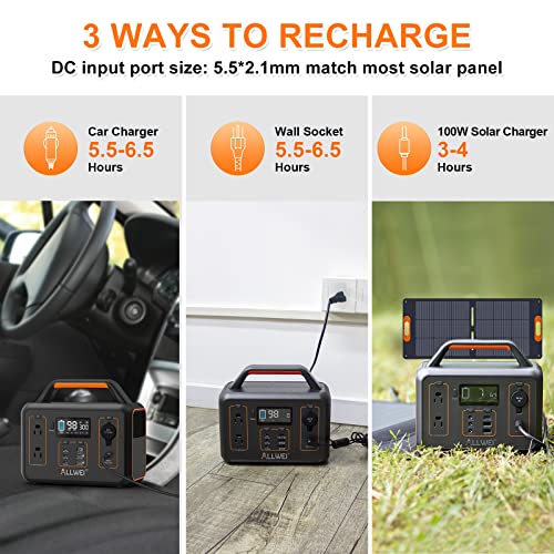 ALLWEI Portable Power Station 300W, 280Wh Solar Generator, USB-C PD60W, 110V Pure Sine Wave AC Outlet, 78000mAh Backup Lithium Battery LED Light for Outdoor Camping Emergency Home Backup(Renewed)