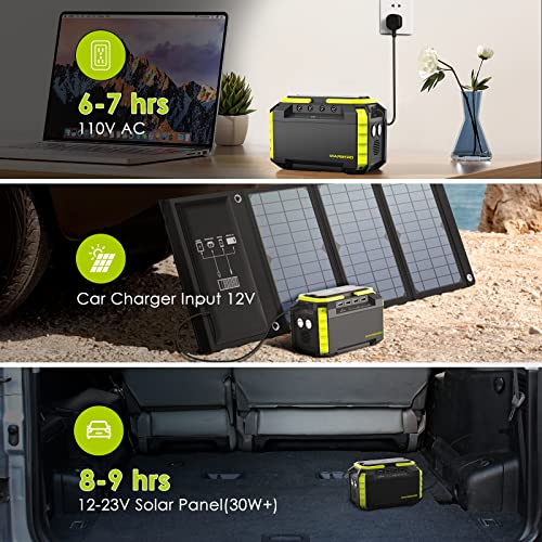 MARBERO Portable Power Station 150Wh Camping Solar Power Bank Generator Lithium Battery Power Supply with 110V/100W(Peak 150W) AC Outlet, DC Ports, USB QC 3.0 Ports LED Flashlights for CPAP Home Camping Emergency