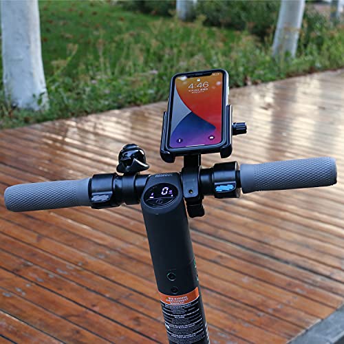 Segway Ninebot Phone Mount, Adjustable Electric Scooter eMoped Bicycle Handlebar Phone Holder, Fits All iPhone's, 12, 11, X, iPhone 8, All Samsung Galaxy, Holds Any Phone 4-6.5 inches Cellphone