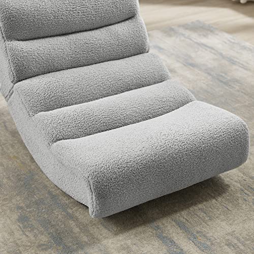 Linon Grey Sherpa Lars Gaming Rocking Chair, 8.25" Seat Height