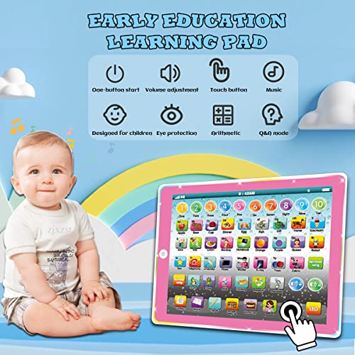 Wenbeier Kids Tablet/Learning Pad/Toddler Tablet with ABC/Word/Song/Music/Number Electronic Interactive Toy for Educational Preschool Boys & Girls 3-8 Years Old