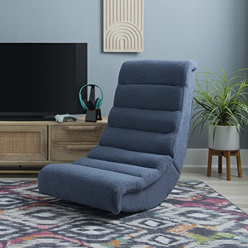 Linon Blue Sherpa Lars Gaming Rocking Chair, 8.25" Seat Height