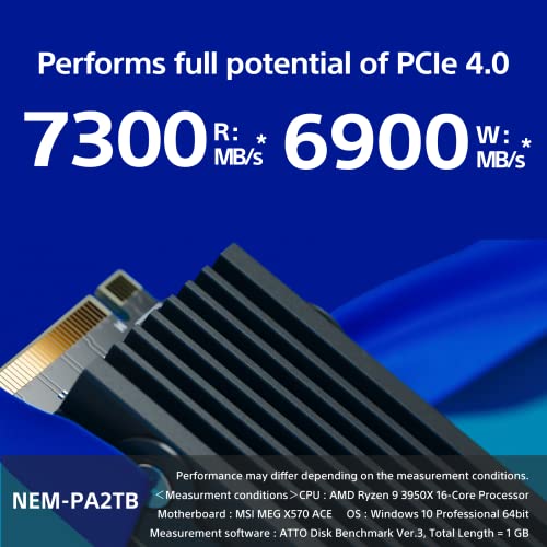 Nextorage Internal SSD 2TB for PS5 and PC Memory Expansion M.2 2280 with Heatsink PCIe Gen4.0 NVMe NEM-PA2TB/N SYM Maximum Transfer Rate Read: 7300MB/s, Write: 6900MB/s