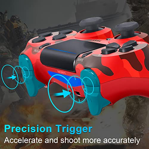 OUBANG Remote Work with PS4 Controller, Red Camo Gamepad Compatible with Playstation 4 Controllers, Wireless Game Control for PS4 Controller Pro, Pa4 Controller for Playstation 4 Slim Camouflage Gift